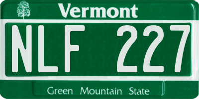 VT license plate NLF227
