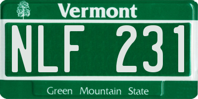 VT license plate NLF231
