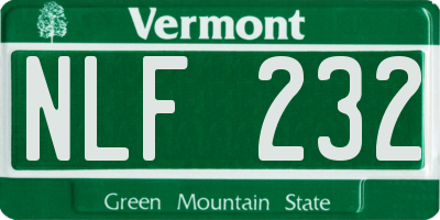 VT license plate NLF232