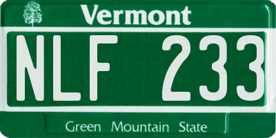 VT license plate NLF233