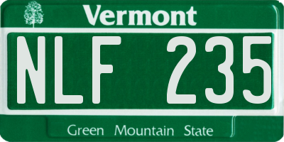 VT license plate NLF235