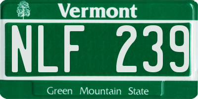 VT license plate NLF239