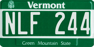 VT license plate NLF244
