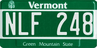 VT license plate NLF248