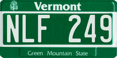 VT license plate NLF249