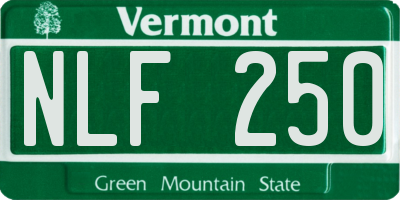 VT license plate NLF250