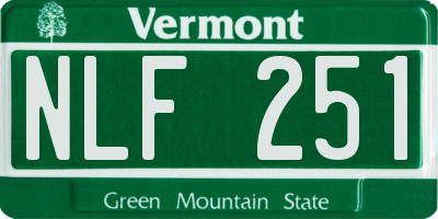 VT license plate NLF251