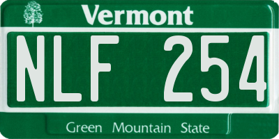 VT license plate NLF254