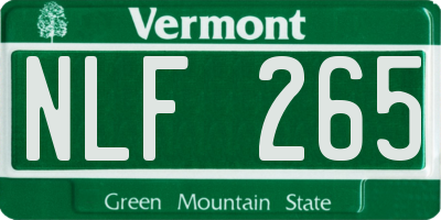 VT license plate NLF265