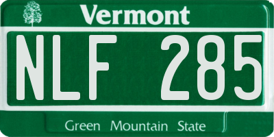 VT license plate NLF285