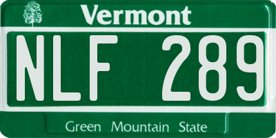 VT license plate NLF289