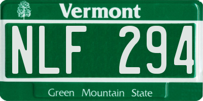 VT license plate NLF294