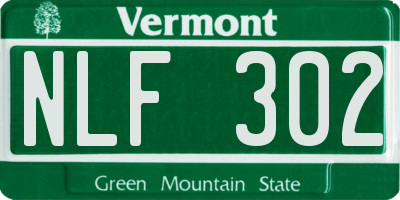 VT license plate NLF302