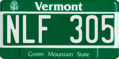 VT license plate NLF305