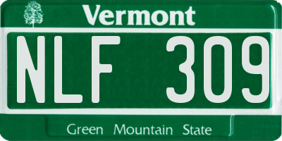 VT license plate NLF309