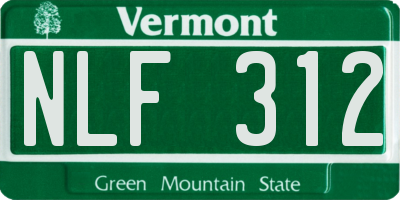 VT license plate NLF312