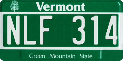 VT license plate NLF314