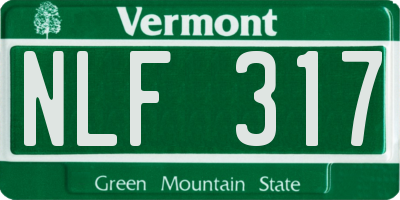 VT license plate NLF317