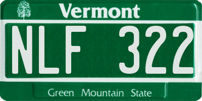 VT license plate NLF322