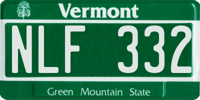 VT license plate NLF332
