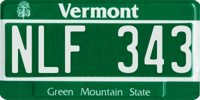 VT license plate NLF343