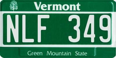 VT license plate NLF349