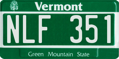 VT license plate NLF351