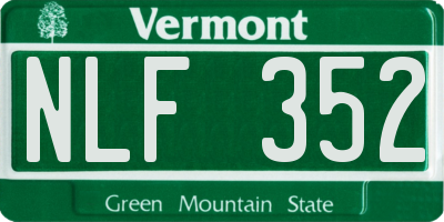 VT license plate NLF352
