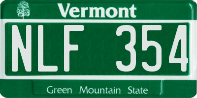 VT license plate NLF354