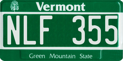 VT license plate NLF355