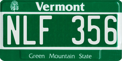 VT license plate NLF356