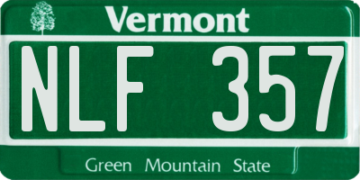 VT license plate NLF357