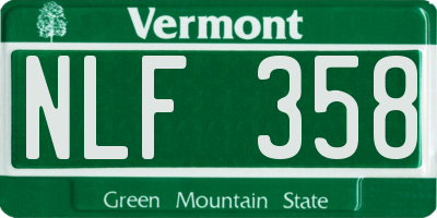 VT license plate NLF358