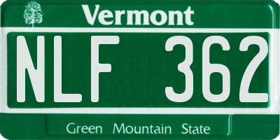 VT license plate NLF362