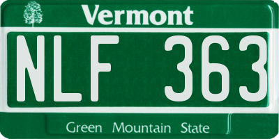 VT license plate NLF363