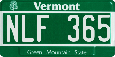 VT license plate NLF365