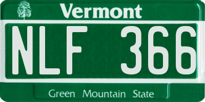 VT license plate NLF366