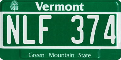 VT license plate NLF374