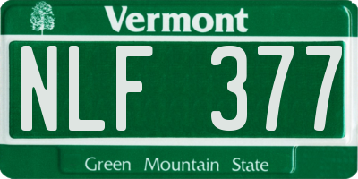 VT license plate NLF377