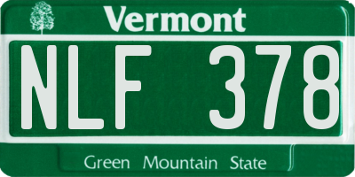 VT license plate NLF378