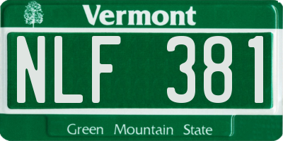 VT license plate NLF381