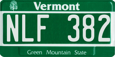 VT license plate NLF382