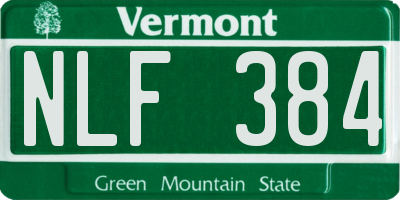 VT license plate NLF384