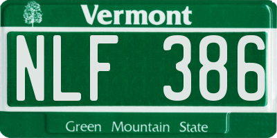VT license plate NLF386