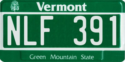 VT license plate NLF391