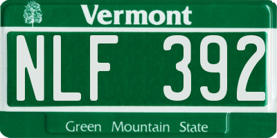 VT license plate NLF392
