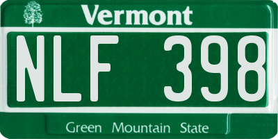 VT license plate NLF398