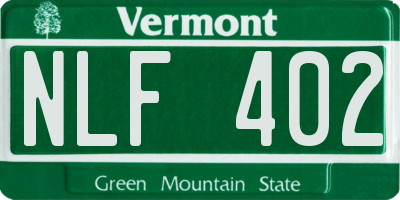 VT license plate NLF402