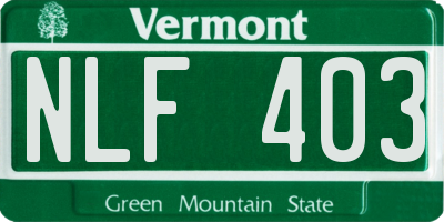 VT license plate NLF403