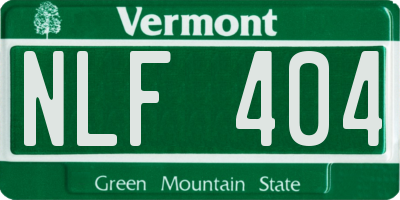 VT license plate NLF404